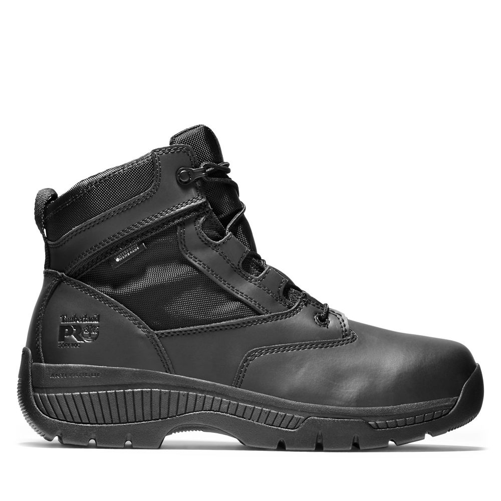 Bocanci Pro Timberland Barbati Negrii - Valor™ Duty 6\" Side-Zip Soft Toe - Romania - QEMKND021